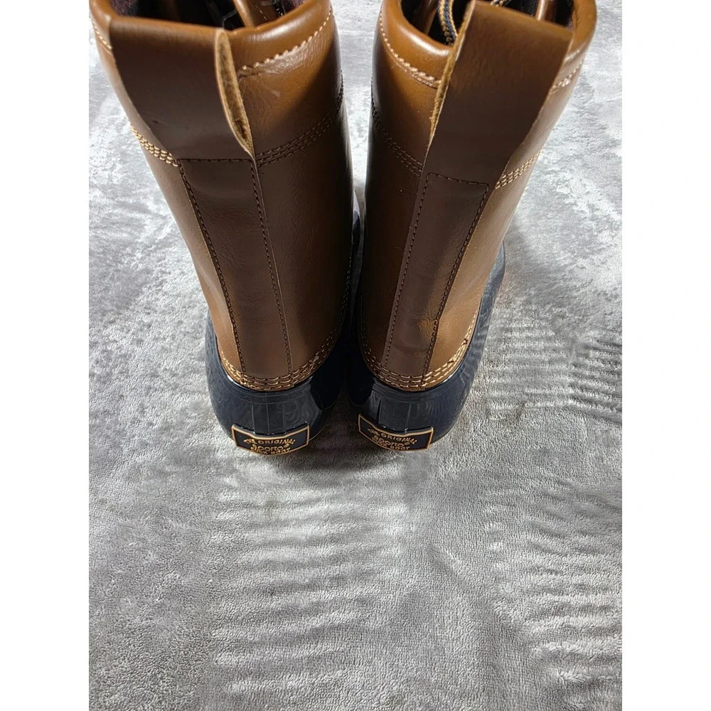 Sporto Ariel Duck Boots Women 7.5 Navy Blue/Tan‎ Flannel  Lined Waterproof